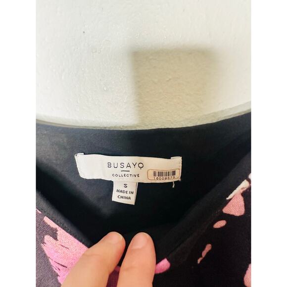 BUSAYO COLLECTIVE Black Pink Tie-Dye V-Neck Slip Style Dress Size Small - Picture 10 of 11